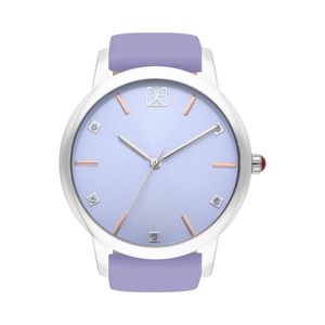 Reloj Análogo Para Dama Con Correa De Tactopiel Con Indicadores Cuadrados Color Morado