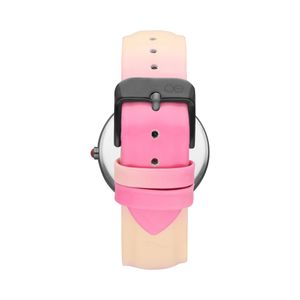 Reloj Análogo Para Dama Con Correa De Charol Con Degradado Color Rosa