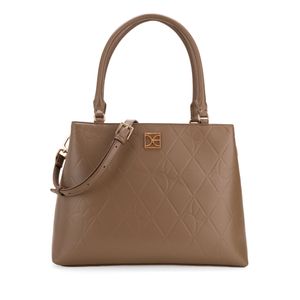 Bolsa Satchel Grande Troquelado A Rombos Color Camel