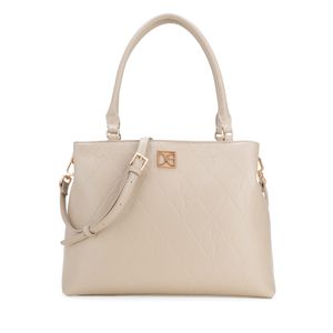 Bolsa Satchel Grande Troquelado A Rombos Color Beige