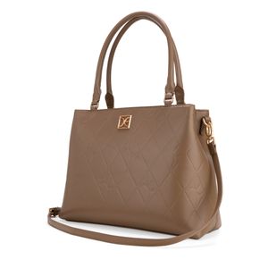 Bolsa Satchel Grande Troquelado A Rombos Color Camel