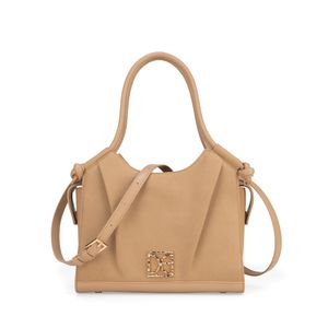 Bolsa Satchel Suede Mediana Color Camel
