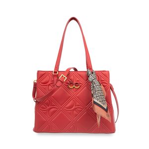 Bolsa Satchel Grande Con Mascada Color Rojo