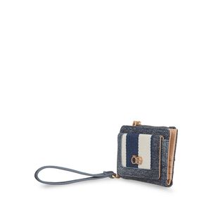Cartera Mediana Flap Con Maneral Color Azul Marino