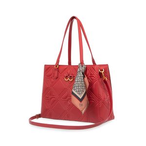 Bolsa Satchel Grande Con Mascada Color Rojo