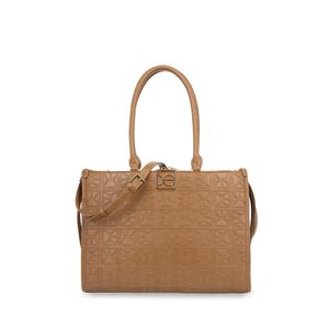Bolsa Satchel Monograma Troquelado Color Camel