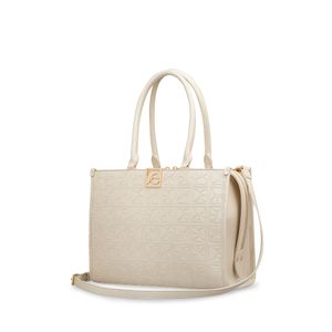 Bolsa Satchel Monograma Troquelado Color Beige