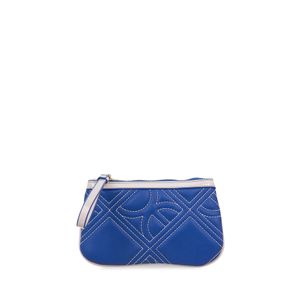 Cartera Pouch Mediana Con Maneral Color Azul