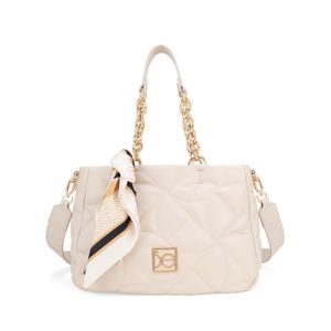 Bolsa Satchel Acolchada Con Mascada Color Beige