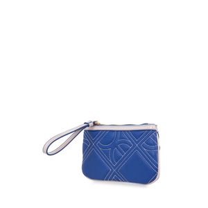 Cartera Pouch Mediana Con Maneral Color Azul