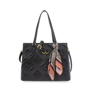 Bolsa Satchel Grande Con Mascada Color Negro