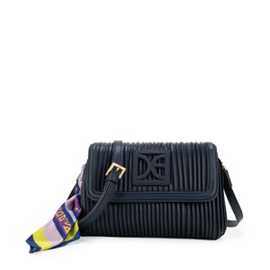Bolsa Crossbody Chica Con Mascada Color Azul Marino