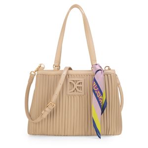 Bolsa Satchel Con Mascada Color Beige