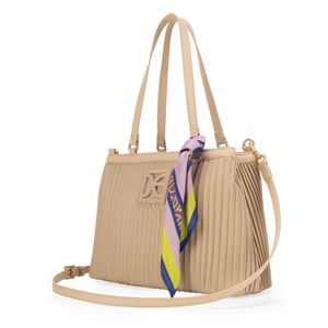 Bolsa Satchel Con Mascada Color Beige