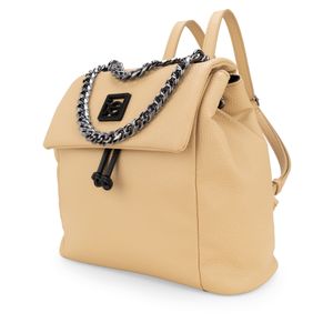 Mochila De Jareta Detalle Cadena Color Ocre