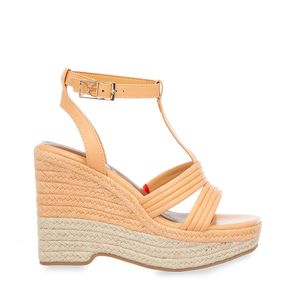 Sandalia De Plataforma Suela Forrada En Yute Color Naranja