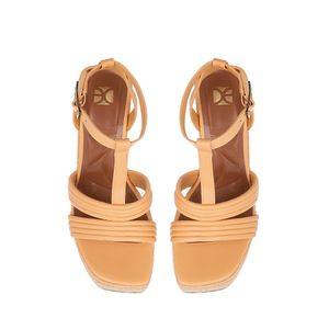 Sandalia De Plataforma Suela Forrada En Yute Color Naranja