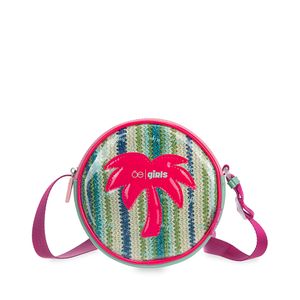 Bolsa Crossbody Para Niñas Circular Palmera Color Azul