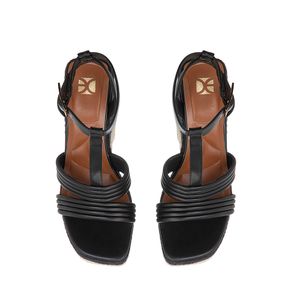 Sandalia De Plataforma Suela Forrada En Yute Color Negro
