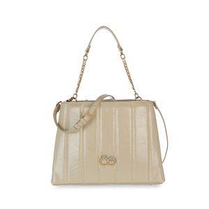 Bolso Satchel Grande Acolchado Color Fango