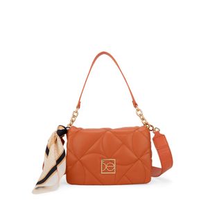 Bolsa Crossbody Mediana Acolchada Con Mascada Color Tan
