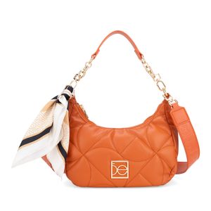 Bolsa Hobo Mediana Acolchada Con Mascada Color Tan