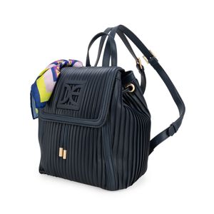 Mochila Mediana Con Mascada Color Azul Marino