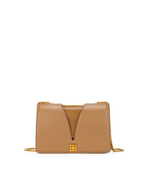 Bolsa Briefcase Chica Asa De Cadena Color Café