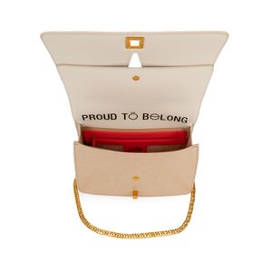 Bolsa Briefcase Chica Asa De Cadena Color Beige