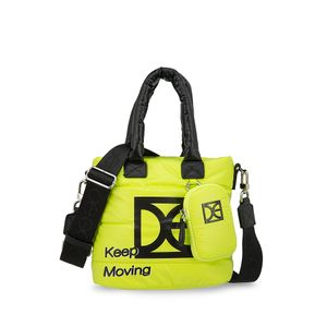 Bolsa Tote Chica Acolchada Con Monedero Color Verde Limón