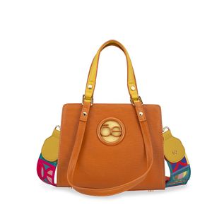 Bolsa Satchel Chica Asa De Webbing Color Camel