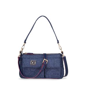 Lady Bag Textil Monograma Bordado Color Azul Marino