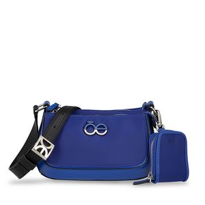 Bolsa Crossbody Grande Textil Con Monedero Color Azul