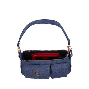 Lady Bag Textil Monograma Bordado Color Azul Marino