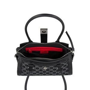Bolsa Satchel Mediana Textil Con Monedero Color Negro