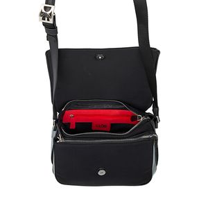 Bolsa Satchel Mediana Textil Con Monedero Color Negro