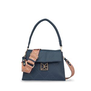 Bolsa Satchel Monograma Troquelado Color Azul Marino