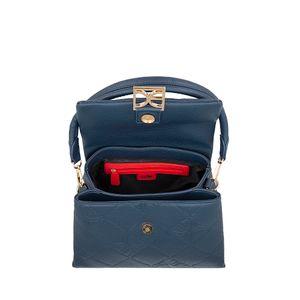 Bolsa Satchel Monograma Troquelado Color Azul Marino