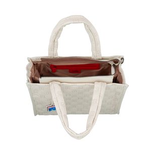 Bolsa Tote Grande Con Charm Color Beige