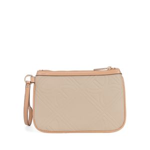 Cartera Pouch Grande Con Maneral Color Fango