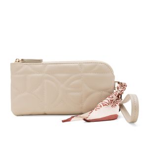Cartera Grande Acolchada Con Mascada Color Nude