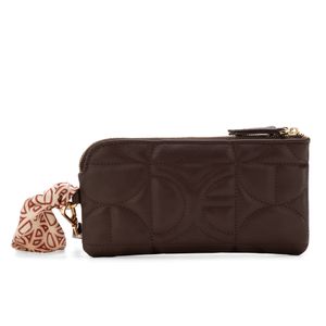 Cartera Grande Acolchada Con Mascada Color Café
