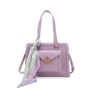 Bolsa Satchel Mediana Con Mascada Color Lila