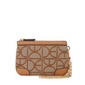 Cartera Mediana Textil Con Maneral Color Camel