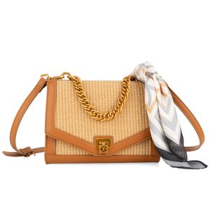 Bolsa Briefcase Chica Con Mascada Color Café