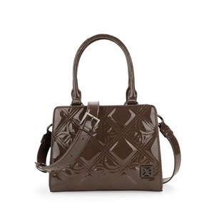 Bolsa Satchel Mediana Charol Color Café