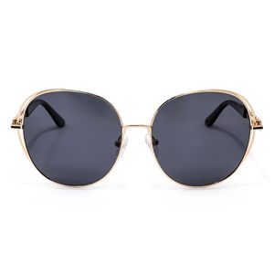 Lente Solar Forma Redonda Con Armazón De Metal Color Oro