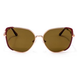 Lente Solar Forma Cat Eye Con Armazón De Metal Color Rojo