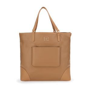 Bolsa Tote Grande Con Pouch Color Camel Naranja