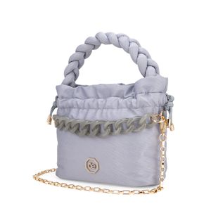 Bolsa Drawstring Textil Maneral Trenzado color Gris